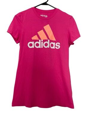 Adidas Hot Pink Tee with Coral Logo